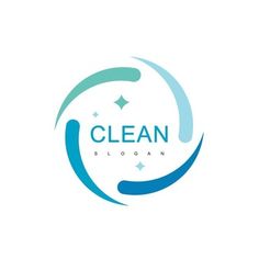 clean logo design with blue and green colors for cleaning company, business card or brochure