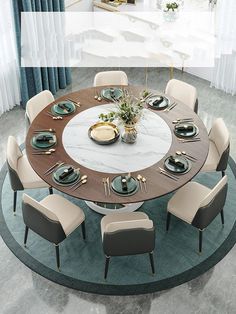 Embedded Turntable Round Dining Table - My Aashis Dining Table And Chairs 2023, Round Dining Table 12 Seats, Giant Round Dining Table, 12 Person Round Dining Table, Round Dining Table For 10 People, Luxury Round Dining Table, 12 Seater Dining Table