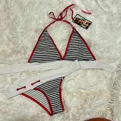 Baby, Kids, Maternity, And Women’s Apparel, Beauty, Home Decor, Some Men’s Items And More! Bundle & Save!!! Open To Reasonable Offers. Free Gift (In Same Category Of Purchased Item(S)) With Orders Over $75!!! Playful White One-piece Swimwear, Striped Halter Neck Summer Swimwear, Striped Swimwear With Lined Body For Vacation, Striped Triangle Top Swimwear For Beach, Striped Tie-side Bottom Swimwear For Beach, Striped Fitted Swimwear For Vacation, Fitted Striped Swimwear For Vacation, Playful White Swimwear For Poolside, Striped Halter Neck Swimwear For Poolside