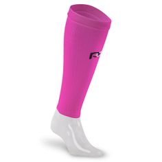 These bright pink calf compression sleeves aren't just a fun addition to your workout attire, they're a smart way to improve visibility when running, walking, or cycling out on the road. Our graduated compression calf sleeves are the best on the market, period. The beauty of PRO Compression's calf compression sleeves is that they offer many of the same performance benefits of our industry-leading Marathon Socks, like improved circulation and faster recovery. At the same time, there's the added c Calf Sleeve, Compression Sleeves, Workout Attire, Improve Circulation, Compression Socks, Wide Calf, Cross Training, On The Road, Mid Calf