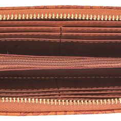 CROCO ZIP AROUND CLUTCH Brown Everyday Wallet With Zipper Closure, Brown Travel Wallet With Zipper Closure, Ellen Tracy, Merlot, Cognac, Zip Around Wallet, Wallet