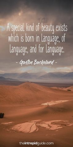 a desert landscape with a quote about being an expert in the language and how to use it