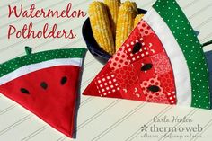 watermelon potholders with corn on the cob