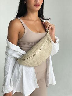 Atlas Woven - Bone Basket Weave Braid, Fanny Pack Purse, Braid Accessories, Leather Dye, Leather Fanny Pack, Saddle Brown, Woven Belt, Bone White, Bum Bag