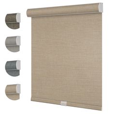 three different shades of beige and grey on a white background, including one for the blind