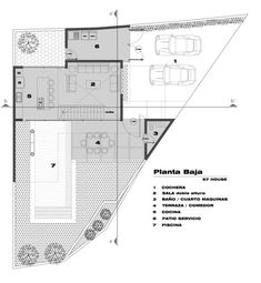 the floor plan for a house with two cars parked in it