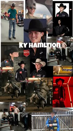 a collage of photos with the words ky hamilton on them and images of men in cowboy hats