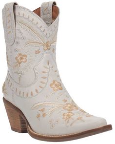 Shyanne Women's Sloane Western Boots - Snip Toe - Country Outfitter Ankle Cowgirl Boots, White Cowboy Boots, Womens Cowgirl Boots, Western Party, Floral Boots, Boots Style, Western Booties, Embroidered Leather, Leather Floral