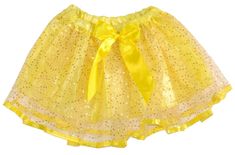 Girls yellow sparkle tutu 2 layers with cute ribbon bow. Elastic waistband for little girls aged 3-5. Skirt length approximately 9-10 inches long. Yellow Tulle Skirt, Tulle Skirt Kids, Yellow Sparkle, Kids Ballet, Dress Sparkle, Dance Tutus, Ballet Costume, Ballet Kids, Cute Ribbon