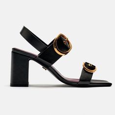 Nwt. Zara Black Leather Block Heel Buckled Sandals. Front Straps With Metal Buckle Closure. Back Strap. Squared Toes. Heel Height: 3 Inches (7.5 Cm). Size 7,5, 9. Ref. 1315/110. Sh 12 Elegant Sandals With Gold Buckle For Spring, Elegant Sandals With Gold Buckle For Summer, Elegant Summer Sandals With Gold Buckle, Elegant Open Toe Sandals With Gold Buckle, Formal Open Toe Sandals With Gold Buckle, Leather Ankle Strap Sandals With Gold Buckle, Leather Sandals With Gold Buckle And Ankle Strap, Black Ankle Strap Heels With Tang Buckle, Black Heels With Ankle Strap And Tang Buckle