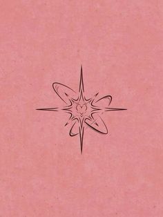 a drawing of a star with a heart in the center on a pink paper background