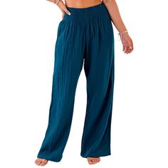 Dark blue wide leg cotton pants Wide Leg Cotton Pants, Cotton Wide Leg Pants, Getting Dressed, Petite Pants, New Pant, Pants Large, Gauze Fabric, Jumpsuit Shorts Rompers, Blue Outfit