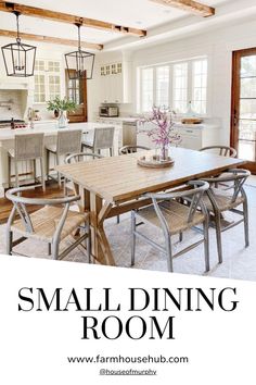 Small Dining Room Megan Murphy, Kitchen Pendant Lights, Modern Farmhouse Interior Design, Modern Rustic Farmhouse, Pine Dining Table, Modern Farmhouse Home, Kitchen Pendant, Wicker Dining Chairs