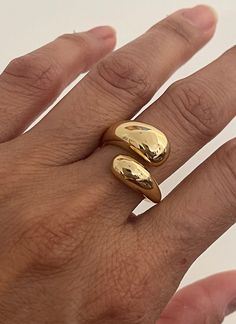 Double drop golden plated ring, adjustable Plating, Ring