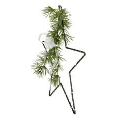 Black metal star Christmas decoration. 25 LED warm white micro fairy bulbs. LED lights stay cool to the touch and use less energy Warm White Lights, Metal Star, Rosemary Sprigs, Star Christmas, White Lights, Metal Stars, Star Decorations, White Led Lights, White Bow