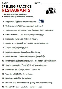 an image of a restaurant bill form with the words spelling in english and spanish on it