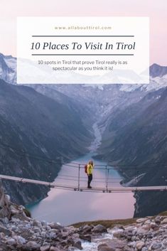 A woman hiking across a bridge in the alps with a lake as a backdrop Austria Winter, Tirol Austria, Innsbruck Austria, Mountain Lakes, Austria Travel, Mountain Photos, Travel Spots, Winter Hiking, Innsbruck