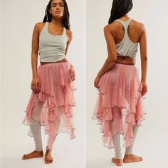 This Is A Nwt Free People Fp One + Net Godet Half Slip Sheer Skirt In Apricot Combo. No Flaws. Size S Measurements Taken Lying Flat. Waist- 13 1/2in Length- 28in (Short) & 33in (Long) Size M Measurements Taken Lying Flat. Waist- 14 1/2in Length- 28in (Short) & 33in (Long) So Chic And Sheer, This Billowy Slip Is Featured In A Mid-Rise Fit And Ruffled Design With An Elastic Waistband And Godet Inserts For Added Dimension. Perfect Paired With Your Favorite Bodysuit Or A Bold Pair Of Boyshorts, This Slip Midi Skirt, Pixie Skirt, Godet Skirt, Size 12 Women, Flowy Design, Pink Sheer, Maxi Skirt Dress, Sheer Skirt, Free People Skirt