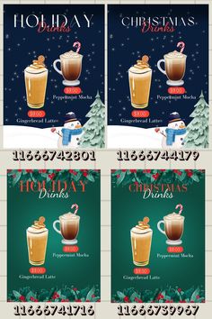 Bloxburg Starbux Decal, Bloxburg Christmas Menu Decals, Bloxburg Christmas Menu Codes, Bloxburg Coffee Shop Outfit Codes, Bloxburg Diner Menu Decals, Bloxburg School Menu Decals, Bloxburg Shop Sign Decals, Bloxburg Cafe Layout One Story, Christmas Cafe Bloxburg