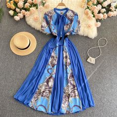 Stylish A line long dress fashion dressMaterial: blendedColor: black, white, blue, red, pink, yellowSize(cm): free sizelength 125 bust 88 waist 66 A Line Long Dress, Robes Glamour, Vintage Midi Dresses, Fashion Tops Blouse, Summer Attire, Classy Work Outfits, Printed Long Dresses, Dress Inspo, Dress Boho