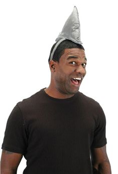 a man with a funny hat on his head