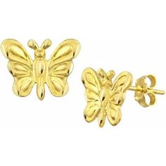 These handcrafted high-polished magnificent butterfly earrings will complement every jewelry collection. Butterflies are known to symbolize renewal and finding joy in life. They will be a classic heirloom gift for your loved ones. The high-polish will add extra sparkle to every outfit, day or night. It will be the perfect gift for every occasion. Size: One Size. Color: Metal Type. Gender: female. Age Group: adult. Butterfly Charm Wing-shaped Earrings For Gift, Butterfly-shaped Jewelry With Matching Earrings For Anniversary, Butterfly Shaped Jewelry With Matching Earrings For Anniversary, Butterfly Charm Earrings As Gift, Butterfly-shaped Yellow Gold Earrings For Anniversary, Yellow Gold Butterfly Earrings For Anniversary, Butterfly-shaped Yellow Gold Anniversary Earrings, Gold Butterfly Earrings For Formal Occasions, Pierced Butterfly Jewelry For Anniversary