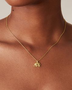 This dainty Elephant Pendant Necklace is perfectly understated—and ideal for everyday wear.Materials: 14K yellow, rose or white gold plated Measurements: Length: 19" Slider chain Elephant Pendant: 14mm x 13.3mm Elephant Pendant Necklace, White Gold Pendant Necklace, Elephant Necklace, Elephant Pendant, Goldfish, Yellow Rose, Everyday Wear, Gold Plate, Elephant