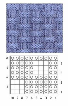 the knitting pattern is shown in two different colors, and it has four rows of stitchs