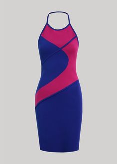 Halter neckline. Bicolor. Fitted bodycon dress. Stretch knit. #graduationpartydress #spring2020 #summer2020 #springdress #summerdress #springfashion #summerfashion #weddingguestdress #beachweddingguestdress #classydress #eveningdress #partydress #moderndress #nightoutoutfit #nightoutstyle #ladiesnightdress #girlsnightoutdress #ootd #madeinfrance #motherofbridedress #motherofgroomdress #bridalshowerdresses #graduationpartydress #engagementpartydresses #ss2021 Edgy Glam, Rich Clothes, Engagement Party Dresses, Fitted Bodycon Dress, Graduation Party Dresses, Beach Wedding Guest Dress, Corset Fashion, Persian Blue, Mother Of Groom Dresses