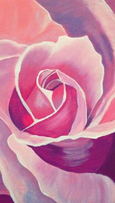 a painting of a pink rose on a purple background