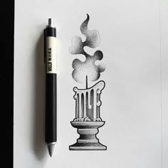 Candle Ink Drawing, Pointism Art, Stipling Ideas, Stipling Drawings, Stippling Art Ideas, Candle Art Drawing, Ink Drawing Ideas, Stipple Tattoo