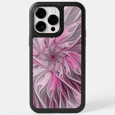 an iphone case with pink flowers on it