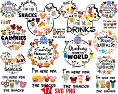 mickey mouse and other disney characters with the words i'm here for the drinks