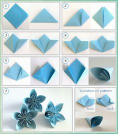 step by step instructions to make origami flowers