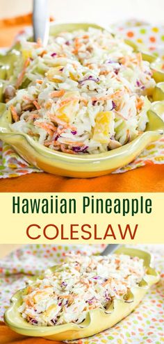 this hawaiian pineapple coleslaw salad is the perfect side dish for any party