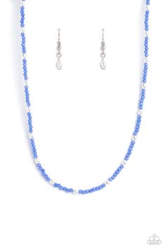 A dainty row of faceted blue crystal-like seed beads delicately links around the neck, resulting in a radiant glimmer. Dainty white, oval pearls infused along the neckline create additional refinement and charm to the design. Features an adjustable clasp closure.

 Sold as one individual necklace. Includes one pair of matching earrings. Blue Choker Necklace, Blue Choker, Elegant Country, Paparazzi Accessories, Latest Jewellery, Paparazzi Jewelry, Blue Necklace, Stunning Necklace, Selling Jewelry