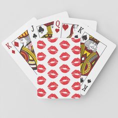 Elegant, stylish and sophisticated pattern with red lips. Modern and trendy gift, perfect for the makeup lover in your life. Red Lipstick Kisses, Lipstick Kiss, Poker Cards, Red Lipstick, Trendy Gift, Red Lips, Makeup Lover, Your Name, Poker