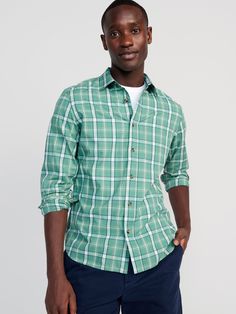 The Everyday Shirt for men is the button-down that puts in work eight days a week.  Spread collar.  Seamed back yoke, with center box pleat.  Long sleeves, with buttoned cuffs and buttoned sleeve plackets.  Patch pocket at left side of chest.  Soft-w Green Long Sleeve Flannel Shirt With Button Closure, Green Long Sleeve Flannel Shirt For Work, Casual Green Button-up Dress Shirt, Green Casual Button-up Dress Shirt, Casual Green Dress Shirt For Work, Casual Long Sleeve Flannel Shirt With Button Cuffs, Casual Long Sleeve Dress Shirt With Button Closure, Green Long Sleeve Shirt With Placket, Casual Dress Shirt With Button Cuffs And Spread Collar