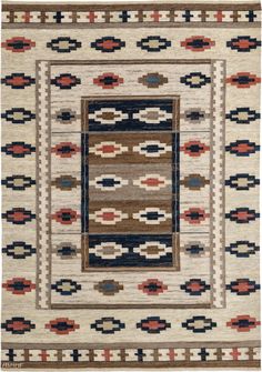 an old rug with different colors and patterns on the front, side and back sides