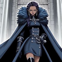 an anime character dressed in black and blue