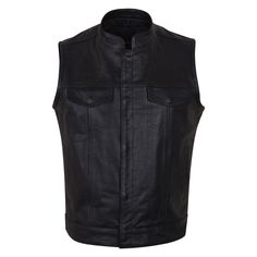 Premium Cowhide Leather Concealed Carry Motorcycle Club Vest Snap/Zip Front ~ 7 Pockets / 2 Deep Gun Pockets ~ 1 Panel Back Soa Style Club Vest Best Quality - Ultra Soft Durable Thick Premium Leather. This Fine Soft Lined Black Leather Vest Is Made From Soft Thick Durable Premium-Grade Leather Which Is Known For Its Durability, Minimal Flaws And Excellent Wear. Multiple Pockets 2 Snap Chest Pockets, 2 Side Entry Pockets, 1 Accessory Pocket And 2 Deep Inner Concealed Gun Pockets On Both Sides Wit Biker Wear, Colorful Vest, Black Leather Vest, Motorcycle Vest, Biker Vest, Motorcycle Club, Running Vest, Motorcycle Clubs, Leather Vest