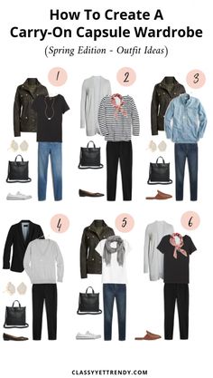 Carry On Capsule Wardrobe, Spring Travel Capsule, Chique Outfit, Classy Yet Trendy, Spring Travel, Fashion Capsule Wardrobe, Packing Checklist, Outfits Classy