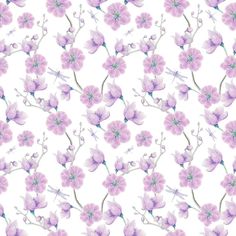 Hand Drawn Elegant Purple Floral Fabric - ineedfabric.com Purple Floral Fabric, Scrapbook Paper Designs, Purple Pages, Dickson Tennessee, Spring Art, Digital Print Fabric, Fabric Print, Purple Hues, Flower Backgrounds