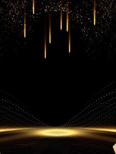 an abstract black and gold background with lights