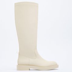 Nwt Off White Rubberized Knee High Boots Brand New Zara Rubberized Knee High Boots In Off White Flat Knee-High Boots (~1.2 In/3 Cm Height) W/ Topstitching & Back Pull Tab Detail Increased Comfort W/ Airfit's Technical Sole 100% Polyurethane W/ Mixture Polyester (94%) & Polyurethane (6%) Lining,100% Thermoplastic Rubber Sole & 100% Polyester Insole Thanks For Looking!!! Off White Knee Boots, Cream Riding Boots, Ivory Knee Boots, Tall Black Combat Boots, Knee Boots Flat, Oxford Platform Shoes, Festival Boots, Knee High Boots Flat, Black Peep Toe Heels