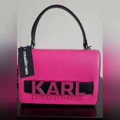 Elevate Your Everyday Look With A Karl Lagerfeld Simone Purse That Makes A Statement That Is Both Timeless And Chic. New With Tags, Karl Lagerfeld Simone Pink Crossbody. Hard To Find. Retail Price $228.00 Items Comes From A Pet And Smoke Free Home. Approximate Size 9.5 X 6.5 X 3 Inches Chic Spring Bags With Logo, Pink Evening Shoulder Bag With Logo, Spring Bags With Logo, Elegant Pink Shoulder Bag With Logo, Karl Lagerfeld Bags, Karl Lagerfeld Paris, Karl Lagerfeld, Hard To Find, Everyday Look