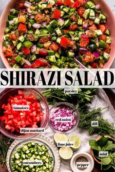 the cover of shirwisalad's cookbook shows different types of salads