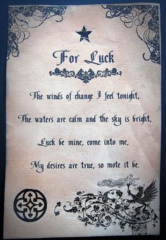 Luck Spells, Wiccan Magic, Magic Spell Book, Magick Spells, Wiccan Spell Book