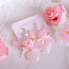 2 pairs of bow earrings. Includes one of each item: ♡ Rose Quartz Earrings (originally $33)♡ Strawberry Yogurt Earrings (originally $31)Materials: lace, satin ribbon, glass beads, faux and real freshwater pearls, gold plated findings, rose quartz. All items are handmade to order and may differ slightly. Please allow 2-3 weeks to ship! Valentine Earrings, Valentines Earrings, Rose Quartz Jewelry, Strawberry Yogurt, Stud Earrings Gold, Rose Quartz Earrings, Rose Quartz Heart, Kawaii Accessories, Earring Bundle