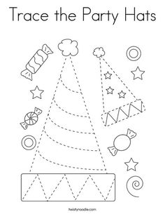 trace the party hats worksheet